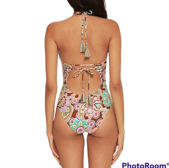 BECCA BY REBECCA VIRTUE GROOVY CANDICE MULTI-WAY ONE PIECE SWIMSUIT L - Picture 4 of 12